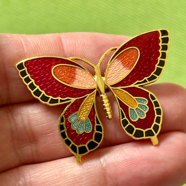 Cloisonné Enamel Butterfly Brooches