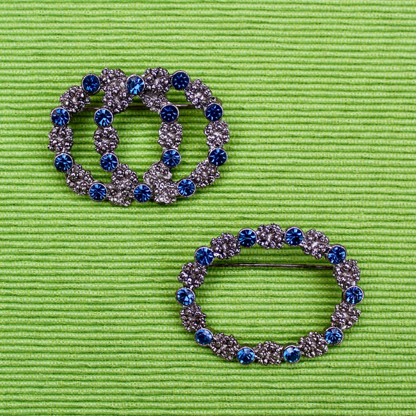 Dark Blue Double Wreath Brooch