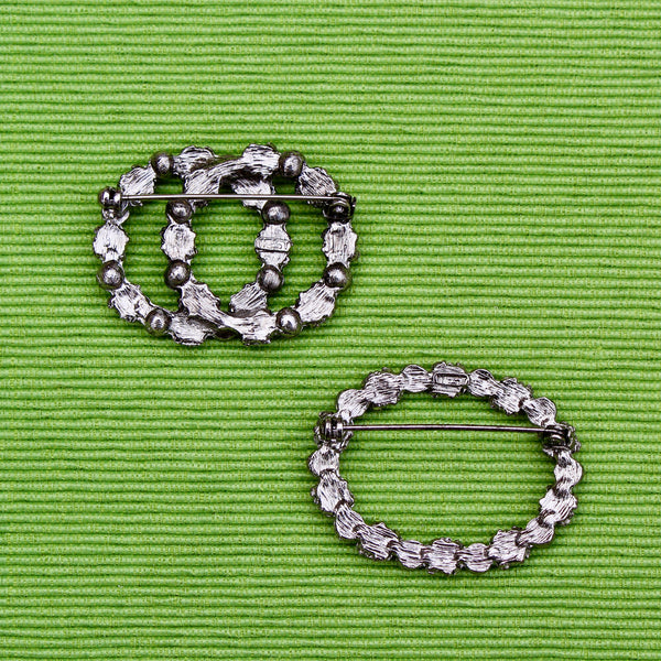 Dark Blue Double Wreath Brooch