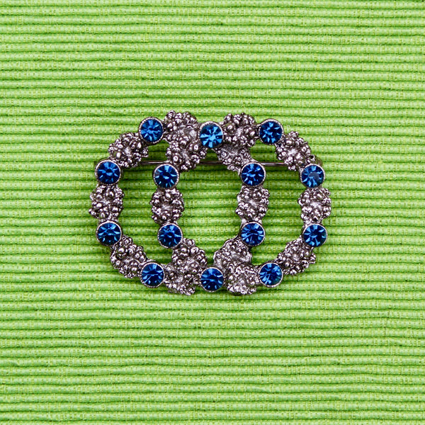 Dark Blue Double Wreath Brooch