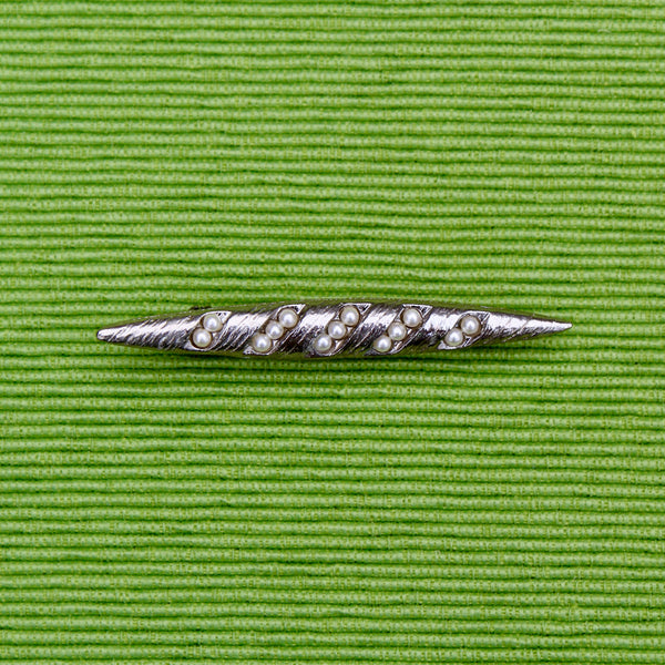 Silver Baguette Pearl Brooch
