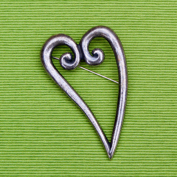 Open Heart Steel Brooch