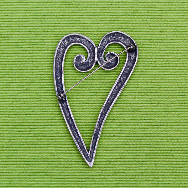 Open Heart Steel Brooch