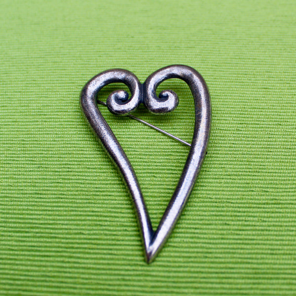 Open Heart Steel Brooch