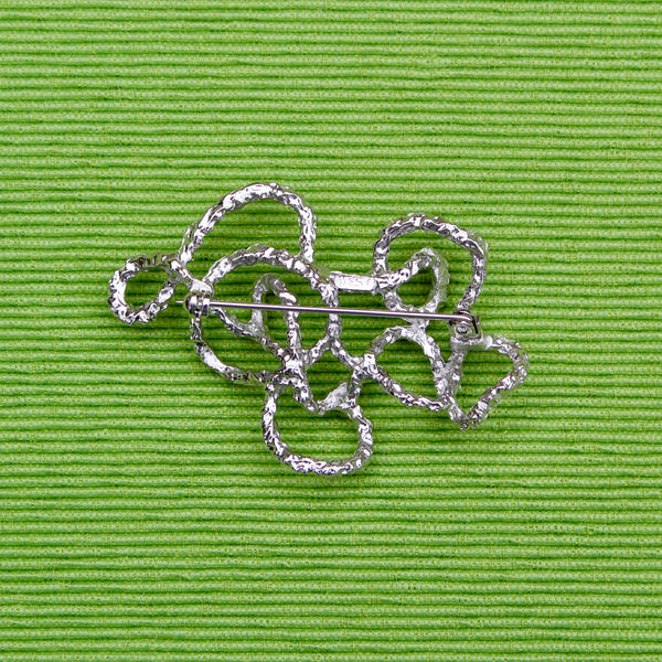 Modernist Silver Oval Abstract String Brooch