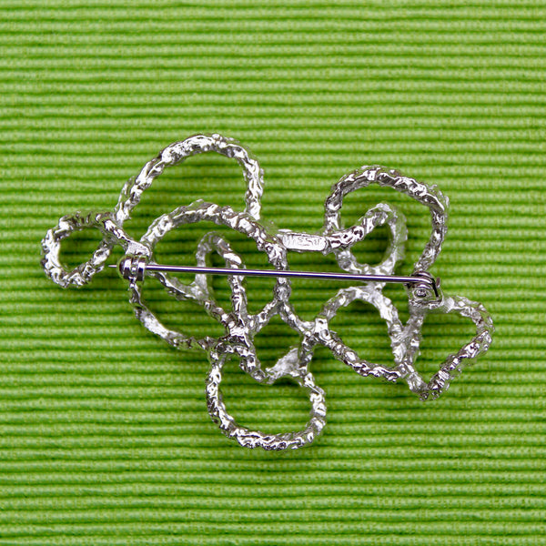 Modernist Silver Oval Abstract String Brooch