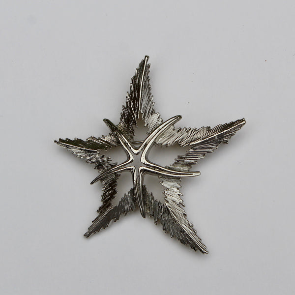 Double Silver Starfish Brooch