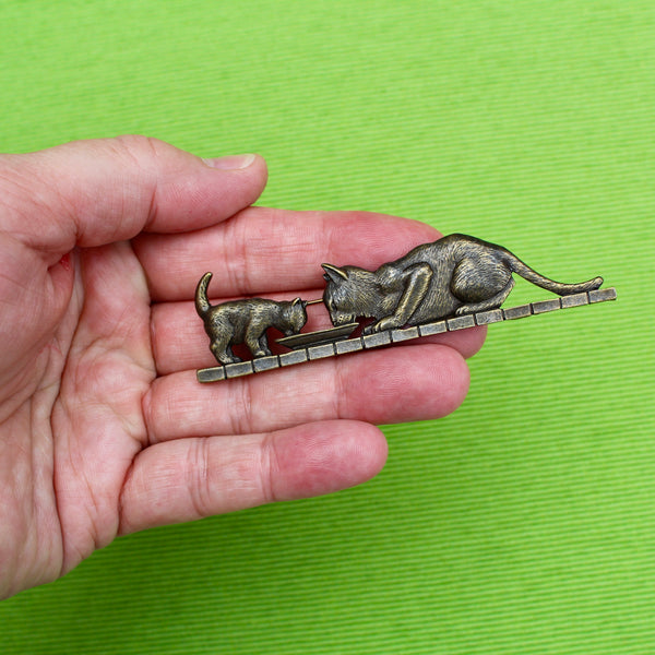 Cat and Kitten Brooch