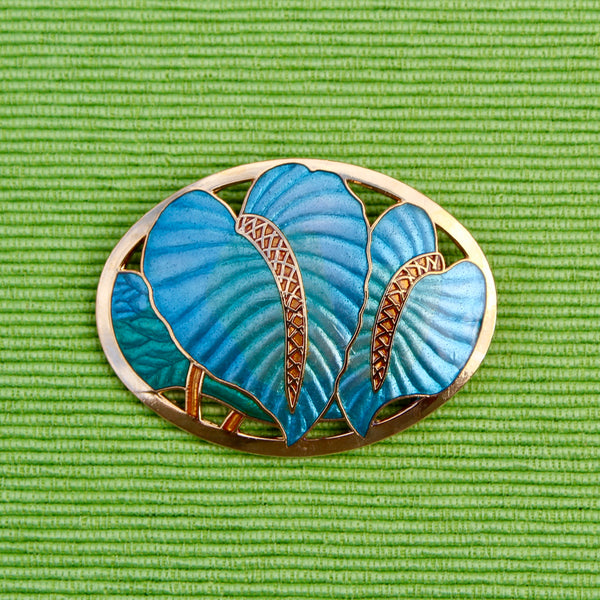Cloisonné Enamel Plant Leaves Brooch