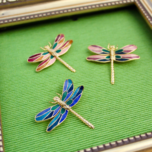 Cloisonné Enamel Dragonfly Brooches