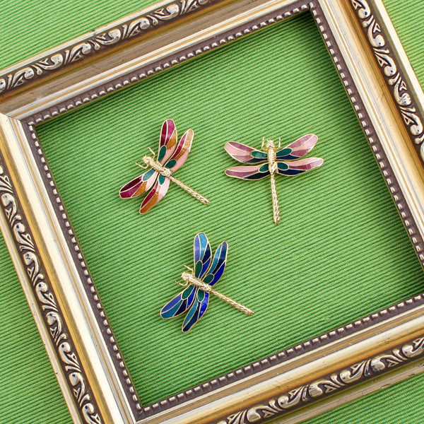 Cloisonné Enamel Dragonfly Brooches