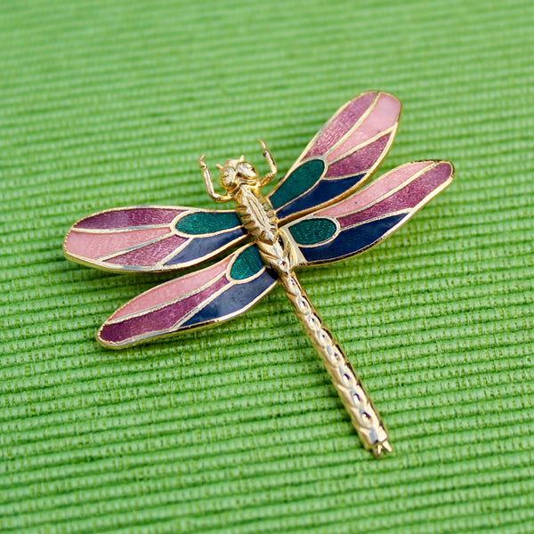 Cloisonné Enamel Dragonfly Brooches