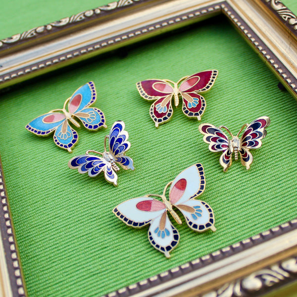 Cloisonné Enamel Butterfly Pins