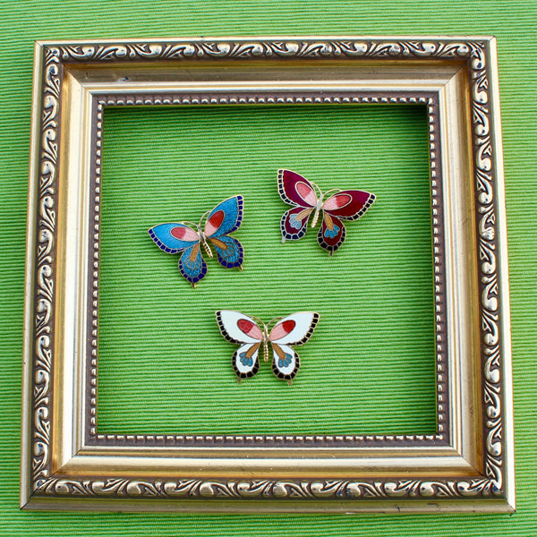 Cloisonné Enamel Butterfly Brooches