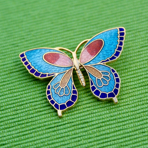 Cloisonné Enamel Butterfly Brooches