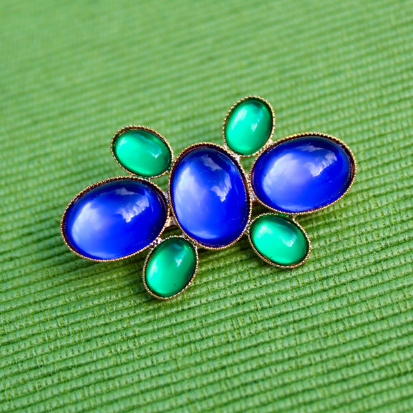 Tiny Blue and Green Cabochon Pins