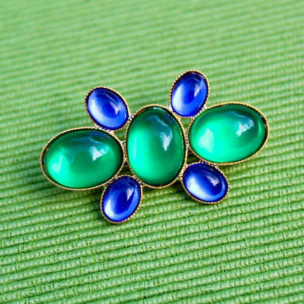 Tiny Blue and Green Cabochon Pins