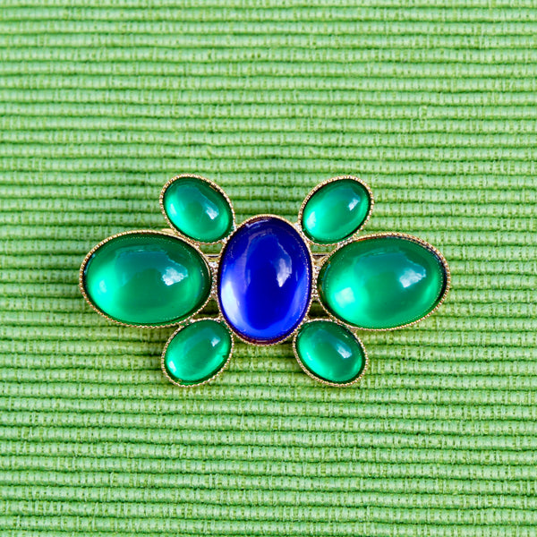 Tiny Blue and Green Cabochon Pins