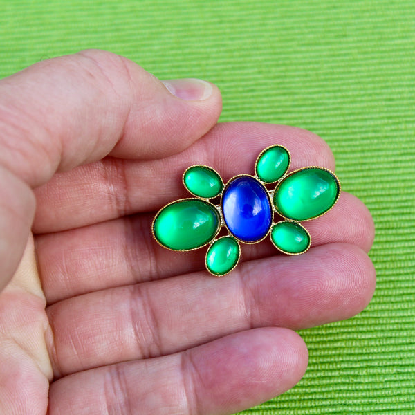 Tiny Blue and Green Cabochon Pins