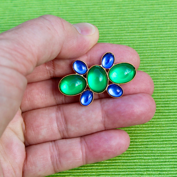 Tiny Blue and Green Cabochon Pins