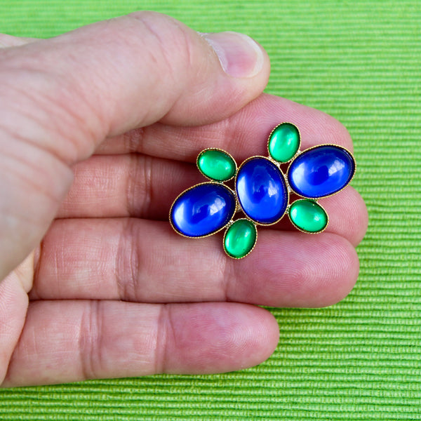 Tiny Blue and Green Cabochon Pins