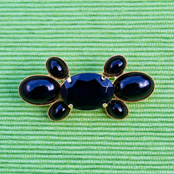 Tiny Black Cabochon Pin
