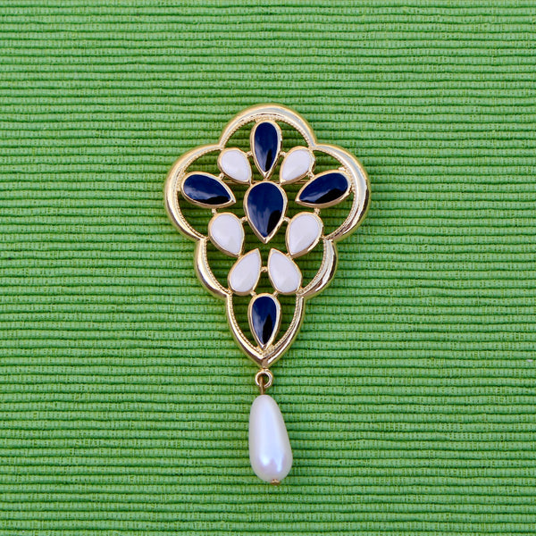 Black and Cream Enamel Drop
