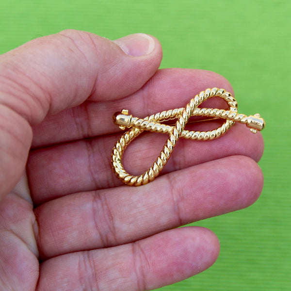 1980s Gold Rope Brooch