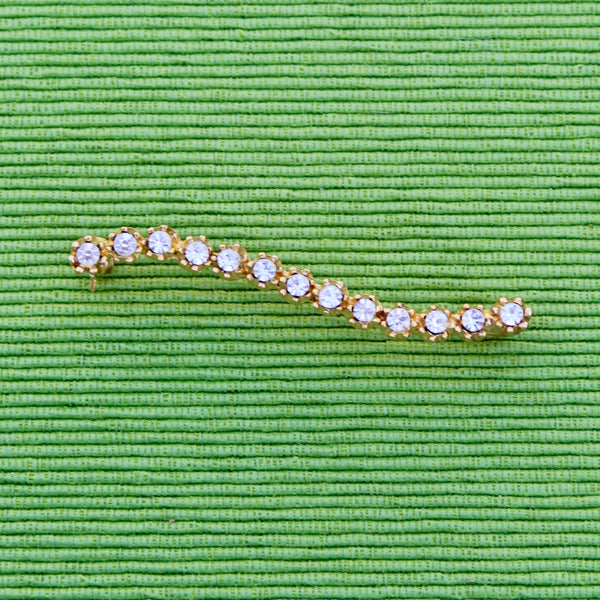 Rhinestone Wave Brooch in Gold