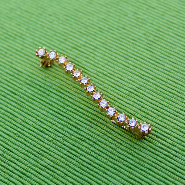 Rhinestone Wave Brooch in Gold