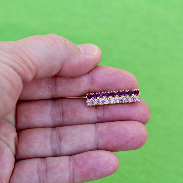 Tiny Purple Rhinestone Rectangle Brooch
