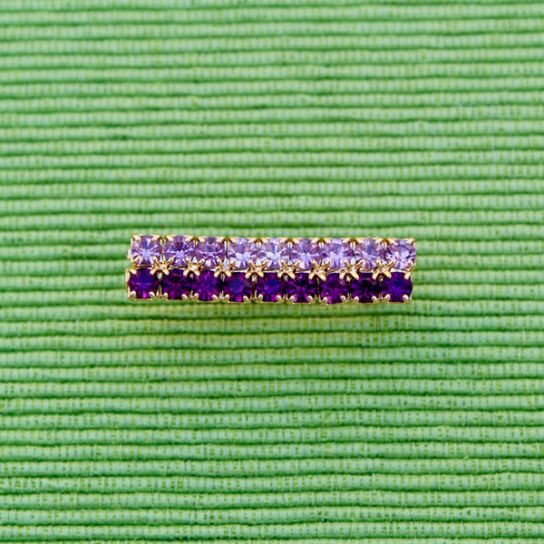 Tiny Purple Rhinestone Rectangle Brooch