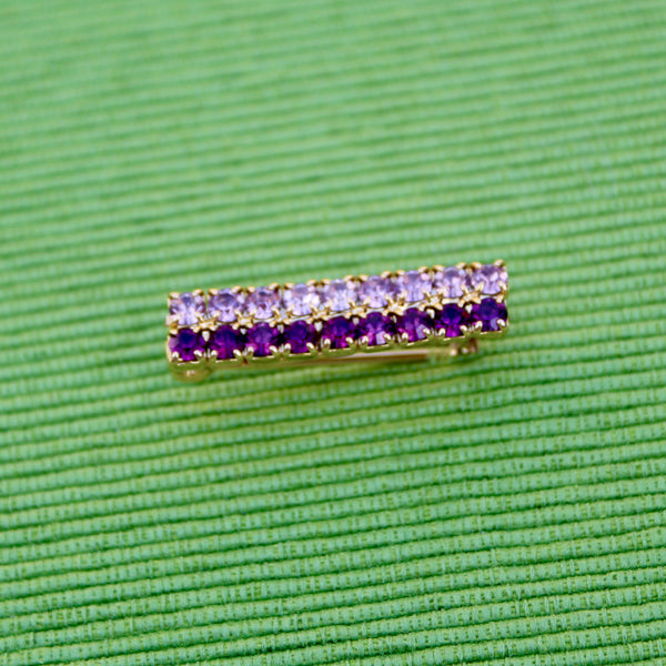 Tiny Purple Rhinestone Rectangle Brooch
