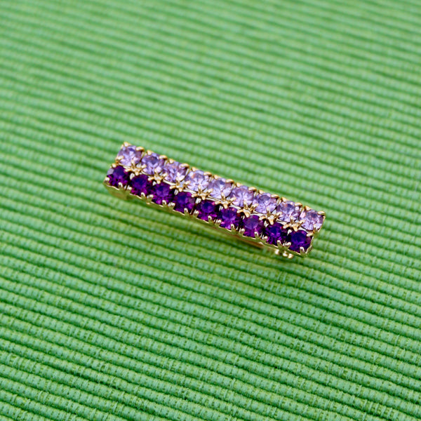 Tiny Purple Rhinestone Rectangle Brooch