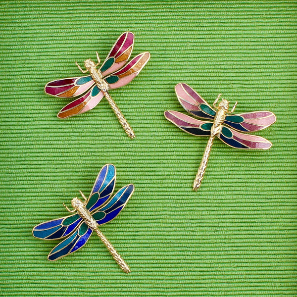 Cloisonné Enamel Dragonfly Brooches