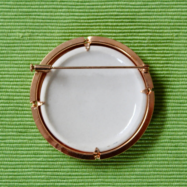 Romantic Couple French Porcelain Rose Gold Kneeling Brooch