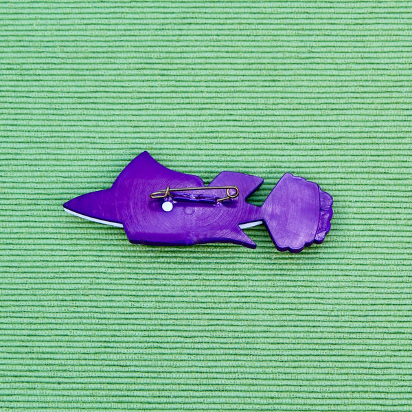 Purple and White Fish Brooch