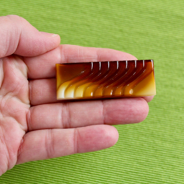 Czech Glass Rectangle Wave Brooch