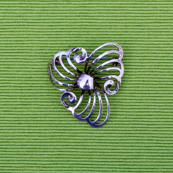 Sterling Silver Modernist Iris Brooch
