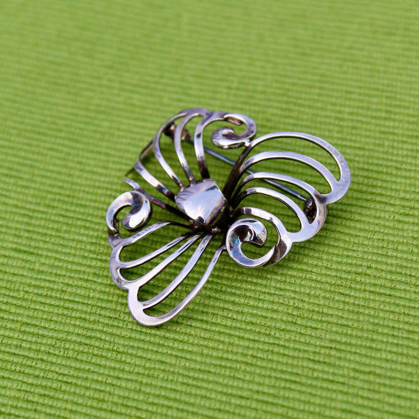 Sterling Silver Modernist Iris Brooch