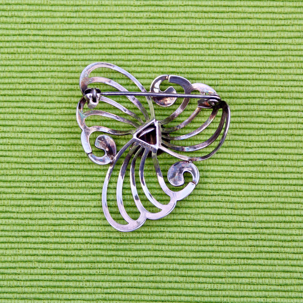 Sterling Silver Modernist Iris Brooch