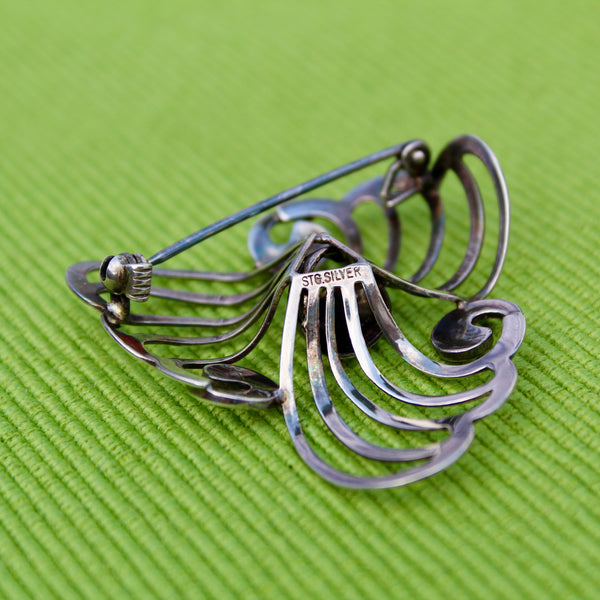 Sterling Silver Modernist Iris Brooch