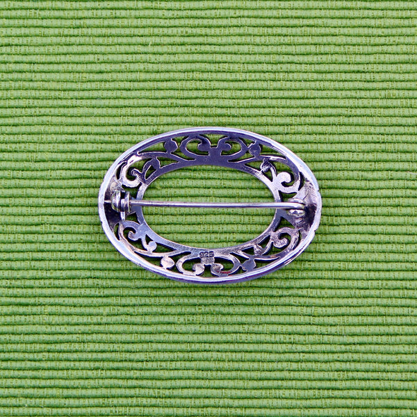 Sterling Silver Art Nouveau Style Oval Brooch