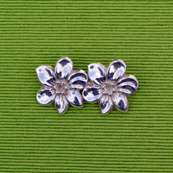 Silver Double Flower Brooch