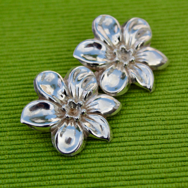 Silver Double Flower Brooch