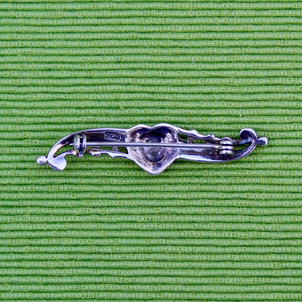 Sterling Silver Marcasite Heart Brooch