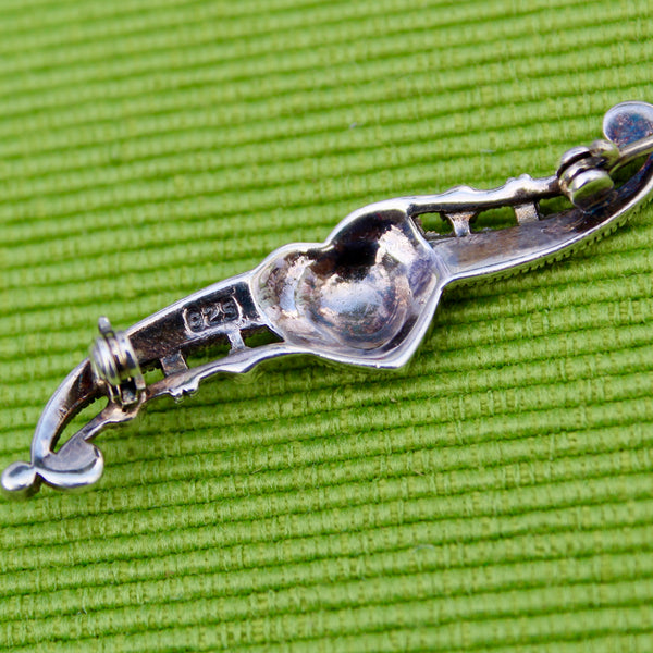 Sterling Silver Marcasite Heart Brooch