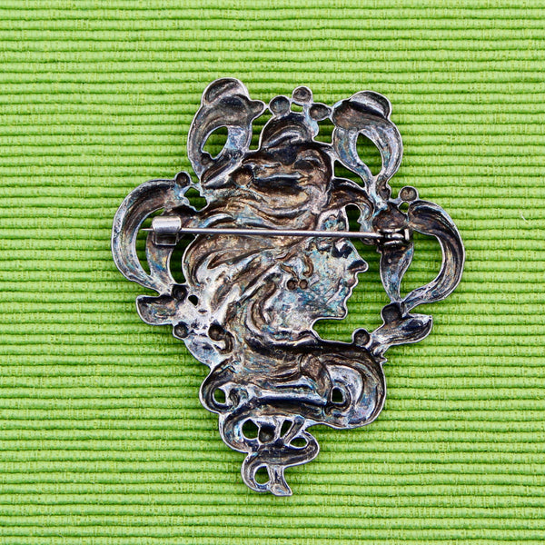 Art Nouveau Figural Woman Brooch