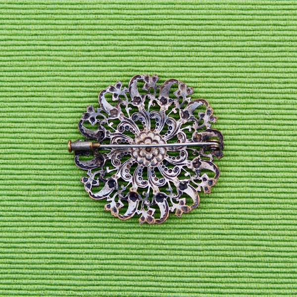 Open Work Stoat Ermine Crown Brooch
