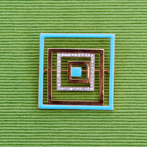 Ciro Square Enamel Brooch